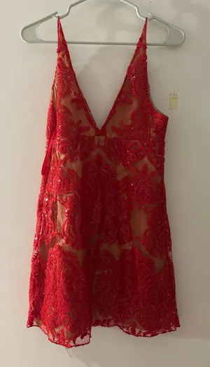 Free People Red Dress Mini Embroidered thumbnail 1