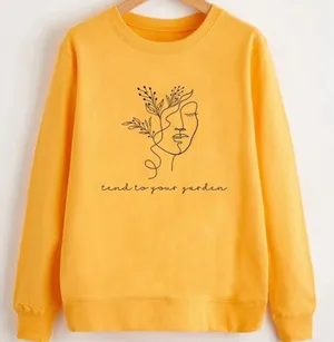 -807 "Tend to your garden" long sleeve Bohemian sweatshirt pullover yellow Large thumbnail 1