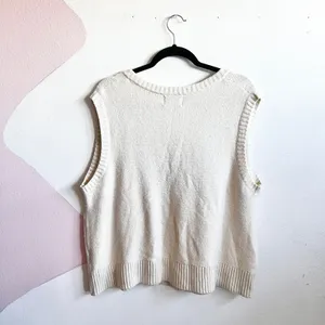 Old‎ Navy Cable Knit Sweater Vest Retro Cottagecore Cozy Fisherman Cream XL thumbnail 2