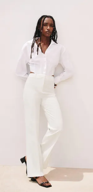 ZARA nwt white straight leg vented pants thumbnail 2