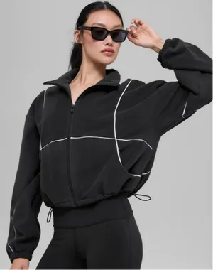 Alo Yoga Polar Fleece Game Time Full Zip Jacket Black Athletic small thumbnail 12