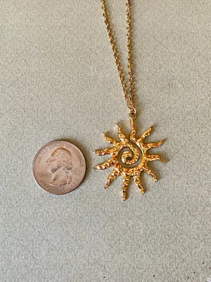 Handmade gold tone stainless steel sun boho retro vintage style necklace☀️ thumbnail 7