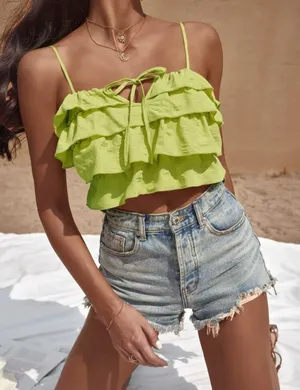 SheIn Green Layered Top thumbnail 1