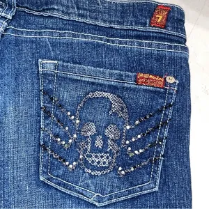 7 For All Mankind Embroidered Skeleton Spider Bootcut Jeans thumbnail 6