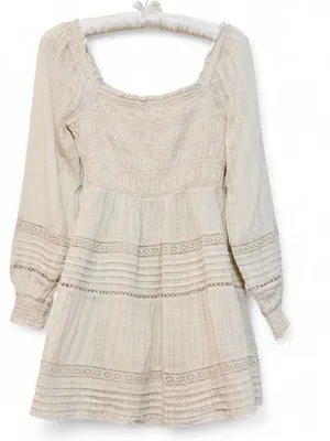 American Eagle Outfitters Women’s Boho Smocked Long Sleeve Mini Dress Size XS thumbnail 3