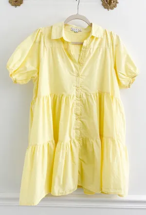 HYFVE Yellow Cotton Tiered Swing Dress thumbnail 2