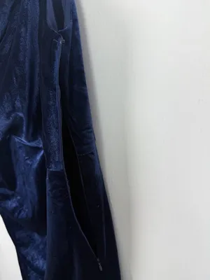 NWT Lulus Showing Off a Little Navy Velvet Asymmetrical Tulip Midi Dress Medium thumbnail 9