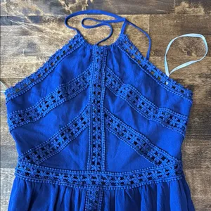 LULUS Blue Mini Dress w/ Crochet Trim Size XS thumbnail 14