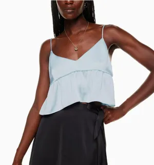 ARITZIA Wilfred Lover Satin Cropped Camisole Heatwave Blue X-Small thumbnail 1