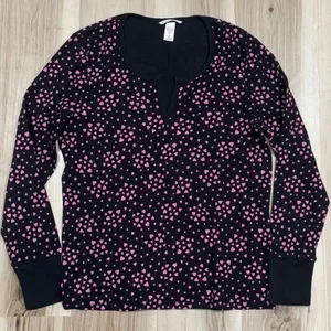 Victoria’s Secret Waffle Knit Heart Thermal Long Sleeve Shirt Women’s Large thumbnail 1
