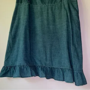 Old Navy Size XL Dark Chambray Denim Mini Dress Babydoll Ruffle Casual Soft Girl thumbnail 3