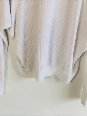 Free People Santa Clara Thermal Top White Oversized Waffle Knit thumbnail 7