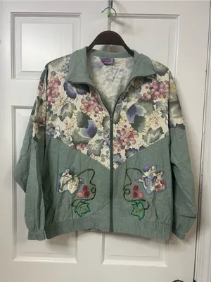 Floral Grapevine Sage Green Bomber Jacket thumbnail 2
