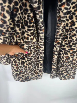 Altar’d State Leopard Print Faux Fur Coat Size Small Mob Wife thumbnail 7
