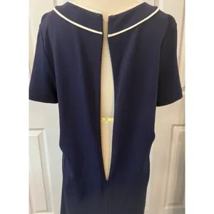 Lilly‎ Pulitzer Dress Sz XL Navy Blue Pink Buttons Shift Coastal Career *hemmed* thumbnail 4