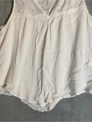 Democracy lace detail short sleeve flowy cottage top size medium hippie festival thumbnail 2
