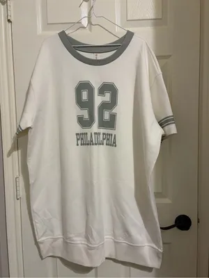 Daily practice by Anthropologie White '92 Philadelphia sporty Tee dress 1X NWT thumbnail 4
