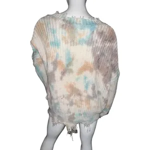 Main Strip Tie Dye Distressed V Neck Sweater thumbnail 7