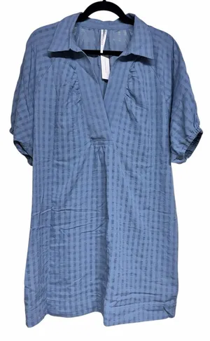 Anthropologie V-Neck Tiered Sleeve Tunic Dress Wedgewood Women's‎ Size Medium thumbnail 1