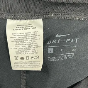 Nike Dri-Fit Black Cropped Mesh Bottom Drawstring Zip Pocket Stretch Leggings thumbnail 6