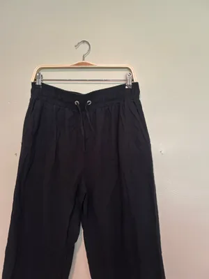 Cotton blend straight leg pants Black Size L thumbnail 2