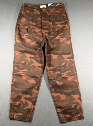 Sundry Camo Ankle Pants Womens 25 Brown Twill Pleated Crop Pockets Relaxed NWT thumbnail 1