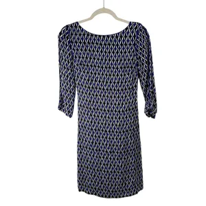 Boden Kelly Shift Dress Blue Geometric Career Office‎ Preppy Womens UK 8 US 4 thumbnail 2