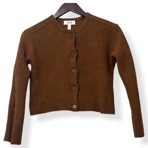 COS Cardigan Sweater 100% Boiled Wool Brown Cropped Minimalist‎ Scandi Womens XS thumbnail 2