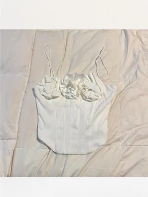 Anthropologie Sunday in Brooklyn Floral White Corset Tank Top thumbnail 2