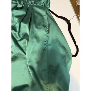 Dress to Success Halter Top Lounging Dress Maxi Women's M Green Satin Open Skirt thumbnail 8