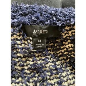 J.Crew Sz M contrast tweed white Navy Open front cropped jacket blazer cardigan thumbnail 11