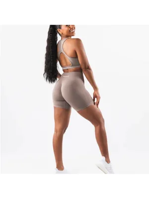 Women’s Alphalete Amplify Contour Shorts Mocha Brown Size M thumbnail 4