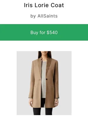 AllSaints Lorie Wool Long Coat 2 Ink Black Slim Fit Single Breasted Leather thumbnail 2