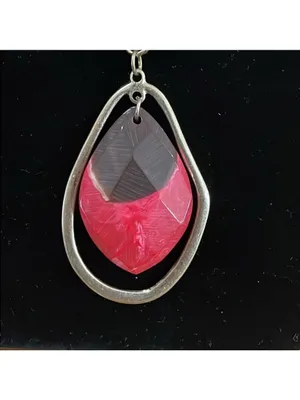 Vintage Gold Tone Red and Brown Faceted Pendant Necklace thumbnail 2