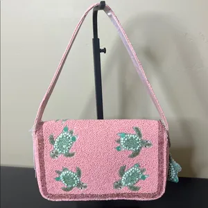 Handcrafted In India | Beaded Turtle Shoulder Bag 🐢 Pink thumbnail 5