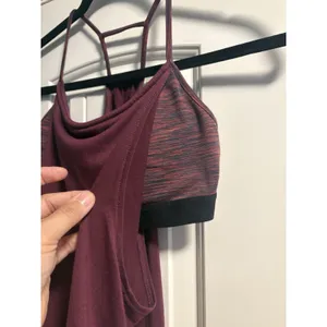 Alo Yoga Tank Top Women Small Burgundy Layered Built-in Shelf Bra Racerback thumbnail 2
