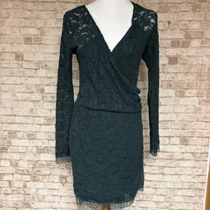 Free People Dress Women's Floral Pearl Lace Long Sleeve Green Mini Size‎ S thumbnail 3