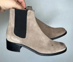 Walin & Wolff‎ Ankle Boots Taupe Suede Leather Chelsea Booties Size 38 Italy thumbnail 1