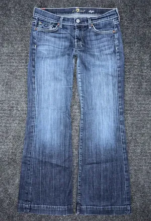 7 For All Mankind Dojo Low Rise Trouser Flare Leg Jeans 28 (30x30) USA Made flaw thumbnail 1
