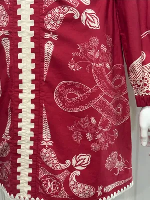 ANNA CATE Jenny Scarlet Embroidered Tiger Long Sleeve Dress 100% Cotton Size S thumbnail 7