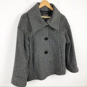 Zara wool retro jacket with big buttons gray and black pattern, wide sleeves M thumbnail 12