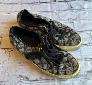 Coach Kalyn Low Top Logo Canvas Sneakers Shoes Womens 5.5 Black thumbnail 1