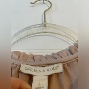 Chelsea & Violet Ruffle Boho Champagne Tan Blouse thumbnail 5