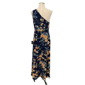 Lulus Elegant Admiration Floral One Shoulder Maxi Dress Navy Blue Size M NWT thumbnail 10