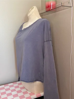 Free people Washed Lavender Long Sleeve Women's Top XS oversized cozy casual thumbnail 2