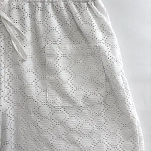 White Eyelet Lace 2 Piece Button Down Shirt & Shorts 1XL Swim Cover‎ Up Set thumbnail 9