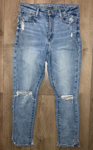 Pre-Owned American Eagle Super Stretch Super Hi-Rise Jegging Blue Jeans Size 8 thumbnail 1