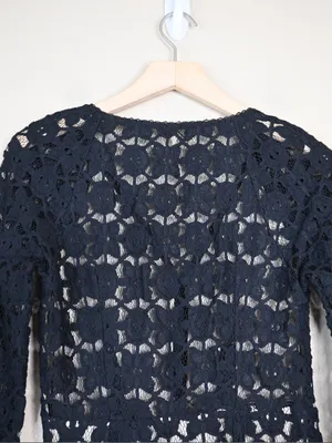 Free People Women's 4 Back to Black Crochet Mini Dress thumbnail 4