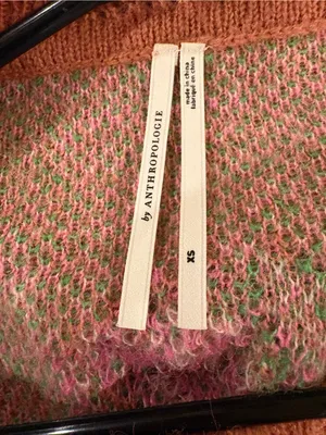 Anthropologie slouchy oversized sweater floral distressed hem sz XS pink boxy thumbnail 5