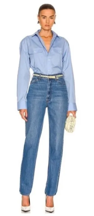 NWT MOTHER Mother Snacks! JeansBlue Denim High Waisted Twizzy‎ Skimp Sz 29 $198 thumbnail 1